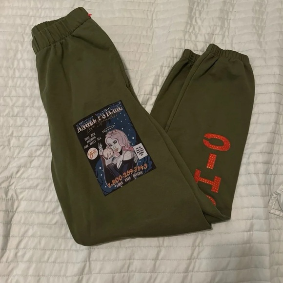 Boys Lie Pants - Boys Lie Olive Green Joggers with Red Accents